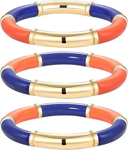 Game Day set of 3 orange and blue Bracelet- ADULT