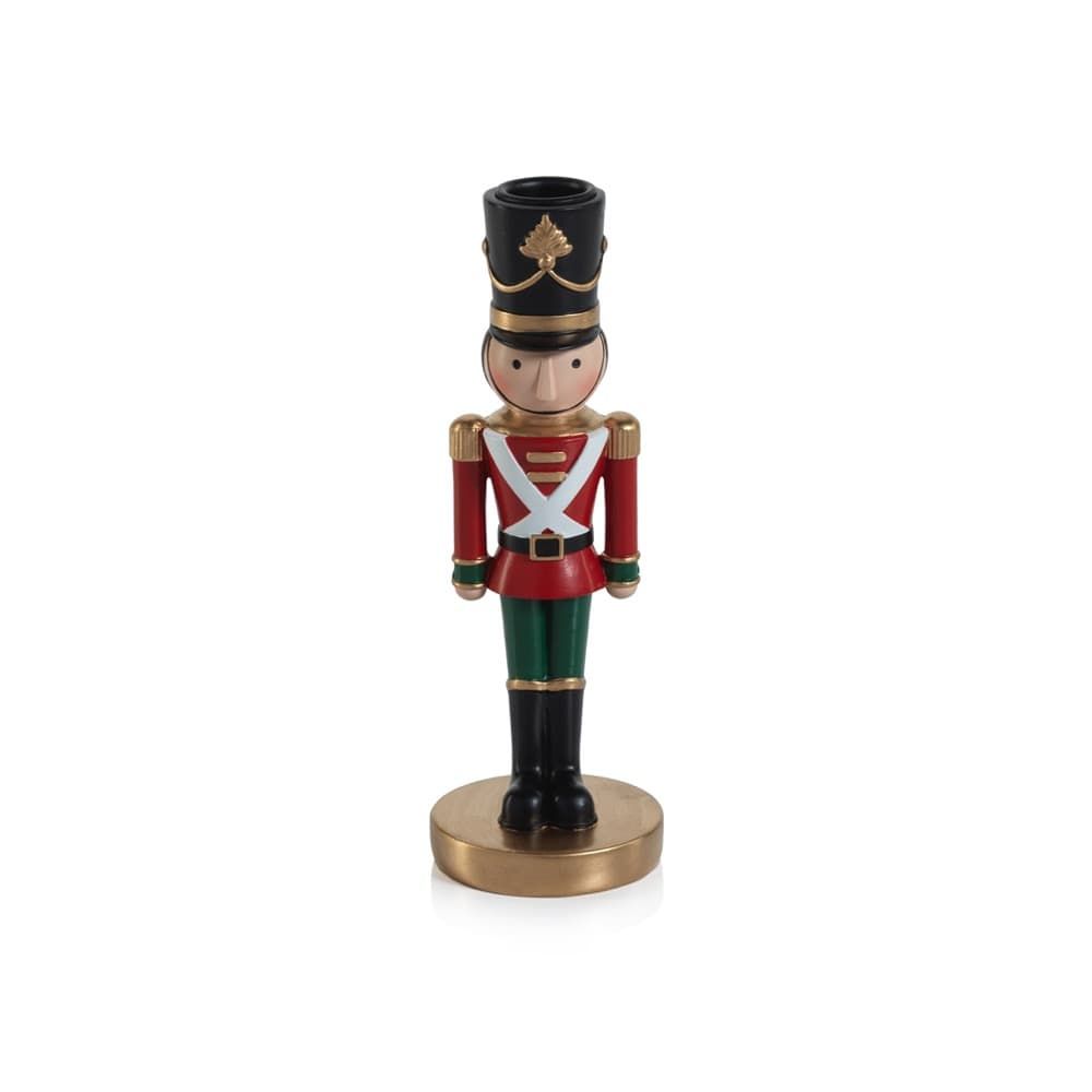Nutcracker Taper Holder - Red &amp; Green 8&quot;