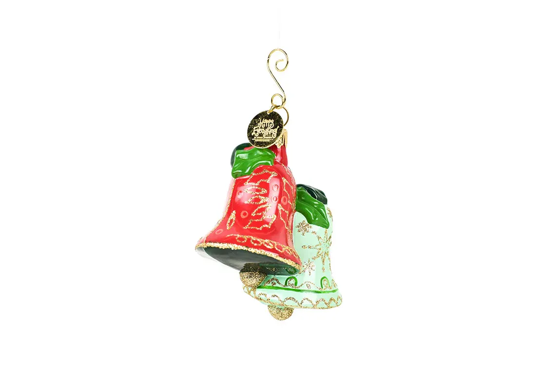 Christmas Bells Glass Shaped Ornament