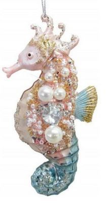100mm Jeweled Fish/Starfish/Seahorse Orn