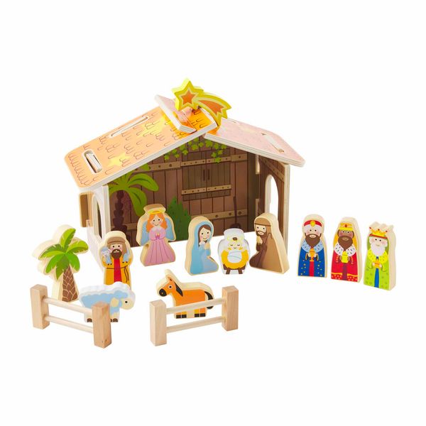 Wood Nativity set