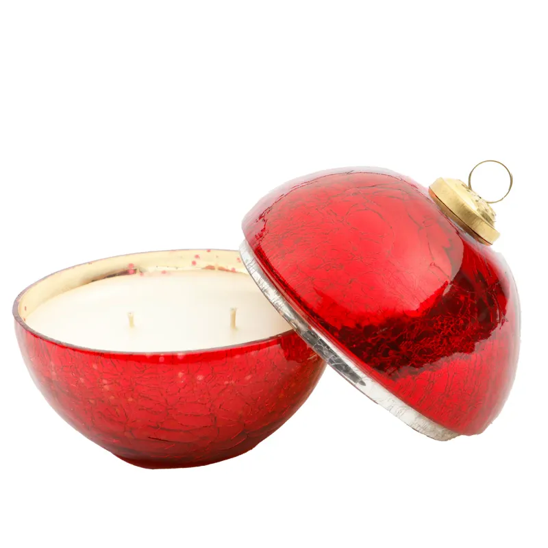 Noel Red Glass Ornament 10oz candle