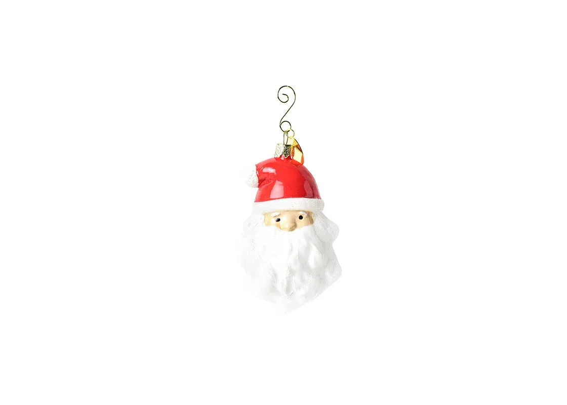Fair Skin Ho Ho Santa Glass Shaped Ornament