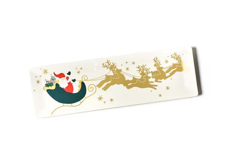 Vintage Christmas Village Skinny 18 Rectangle Tray
