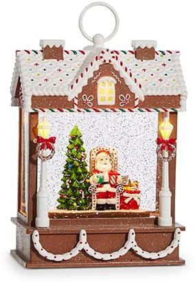 SANTA MUSICAL LIGHTED WATER GINGERBREAD HOUSE