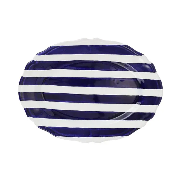 Amalfitana Cobalt Stripe Round Platter