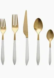 Ares Oro &amp; White Five-Piece Place Setting