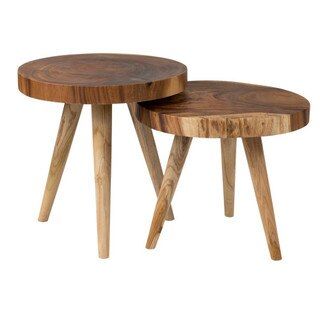 Liberte Natural Side table With Wood Leg Pins
