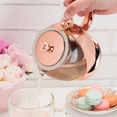 Shelby Glass &amp; Rose Gold Teapot