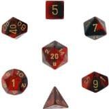 Chessex 7ct Dice Set - Black Red/Gold