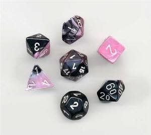 Chessex 7ct Dice Set - Black/Pink/White