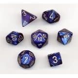 Chessex 7ct Dice Set - Scarab Royal Blue/ Gold