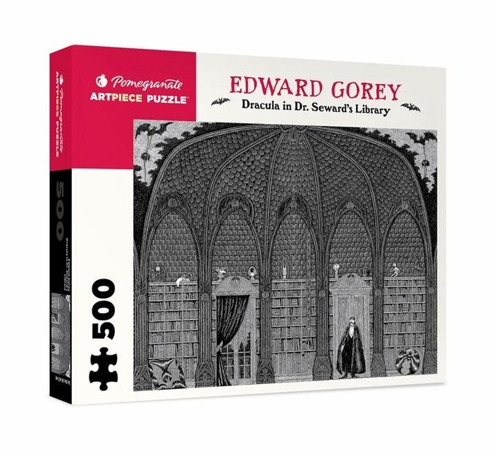 Edward Gorey: Dracula in Dr. Seward&#39;s Library 500pc Pomegranate Jigsaw Puzzle