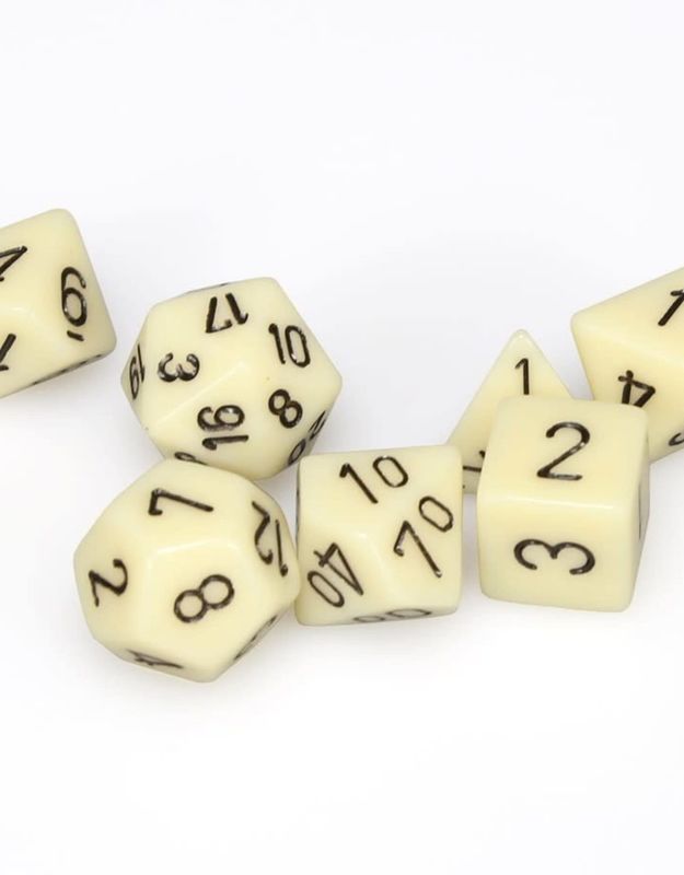 Chessex 7ct Dice Set - Ivory/ Black