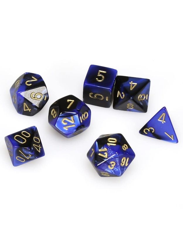 Chessex 7ct Dice Set - Gemini Black/Blue/Gold