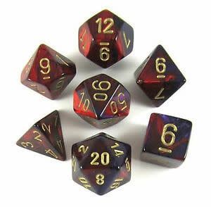 Chessex 7ct Dice Set - Purple/Red/Gold