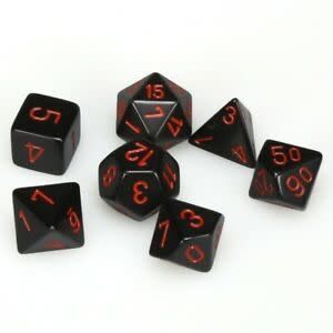 Chessex 7ct Dice Set - Black/ Red