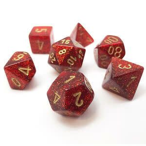 Chessex 7ct Dice Set - Ruby/ Gold