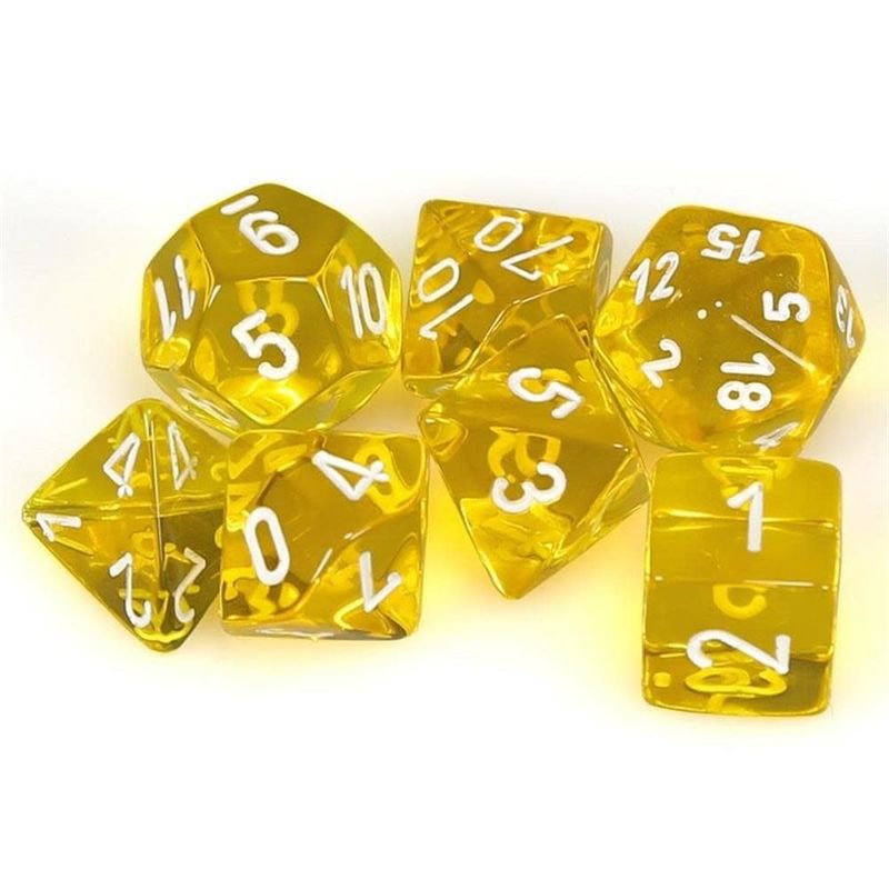 Chessex 7ct Dice Set - Translucent Yellow/White