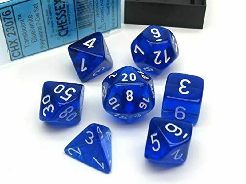 Chessex 7ct Dice Set - Translucent Blue/ White
