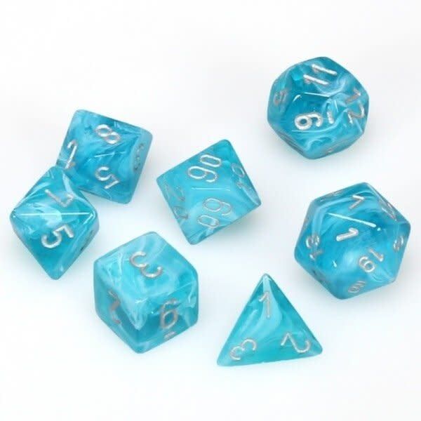Chessex 7ct Dice Set - Aqua/Silver