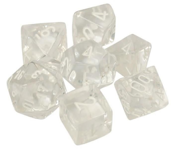 Chessex 7ct Dice Set - Clear/ White