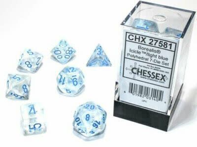 Chessex 7ct Dice Set - Borealis Icicle/ Light Blue