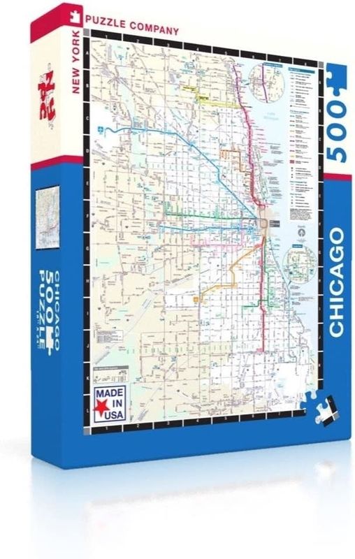 Transit Maps - Chicago 500pc New York Puzzle Company Jigsaw Puzzle