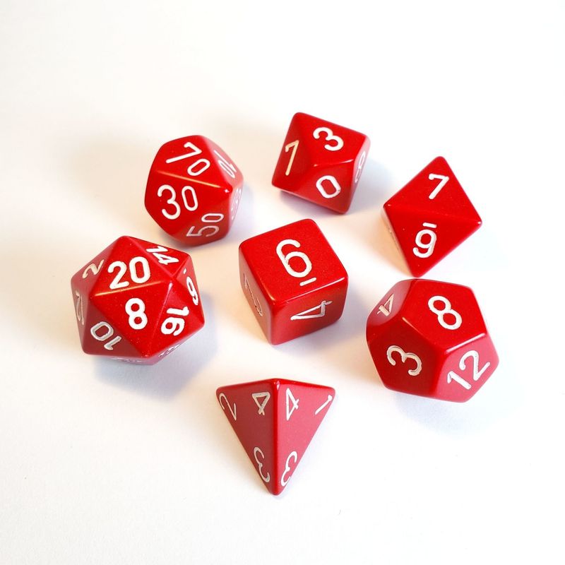Chessex 7ct Dice Set - Red/ White