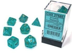 Chessex 7ct Dice Set - Teal/gold Luminary
