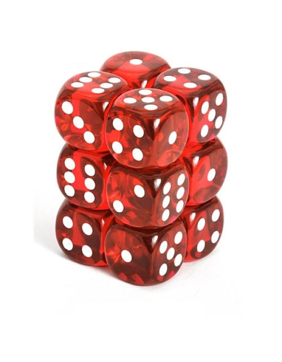 Chessex 12ct 16mm D6 - Translucent Red/White