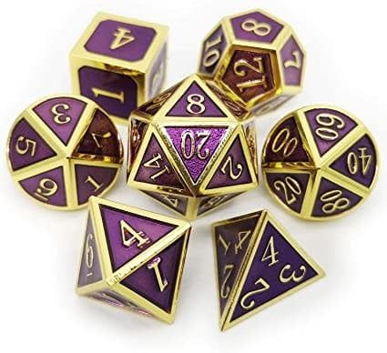 Metal &amp; Enamel Dice Set 7pc - Purple
