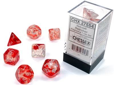 Chessex 7ct Dice Set - Nebula Luminary Red/ Silver