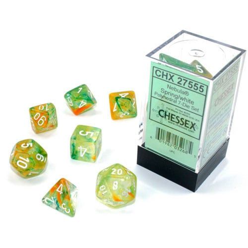Chessex 7ct Dice Set - Nebula Luminary Spring/White