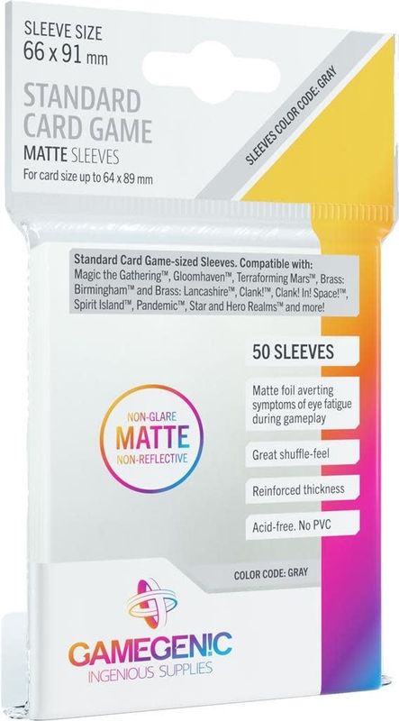 Gamegenic Standard Matte Sleeves 50ct - Gray Clear