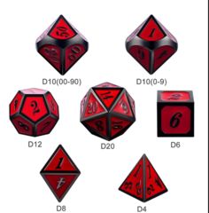 Metal &amp; Enamel Dice Set 7pc - Rose &amp; Gunmetal
