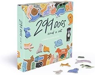 299 Dogs and a Cat 300pc Jigsaw Puzzle with Dog-Shaped Pieces