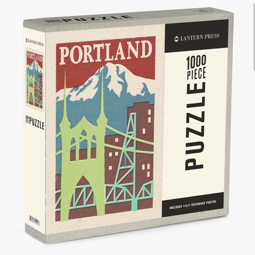 Portland, Oregon, Woodblock 2 1000pc Jigsaw Puzzle