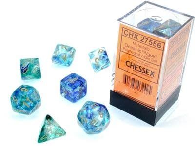 Chessex 7ct Dice Set-Oceanic/Gold