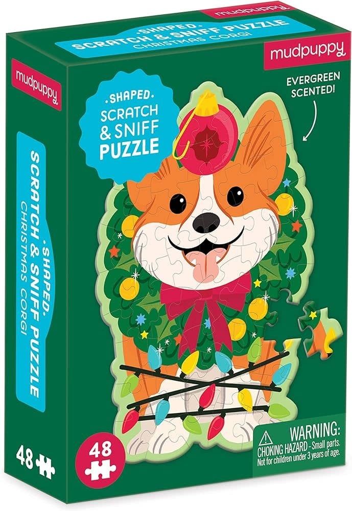 Puzzle 48 Mini Scratch and Sniff Christmas Corgi