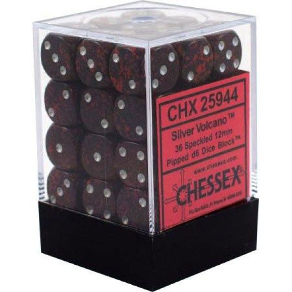 Chessex 36ct D6 Set - Speckled Silver Volcano