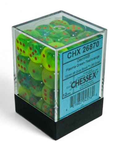 Chessex 36ct D6 Set - Plasma Green-Teal/orange Luminary