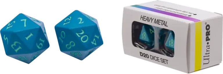 Ultra Pro D20 Vivid Heavy Metal 2 Dice Set - Teal