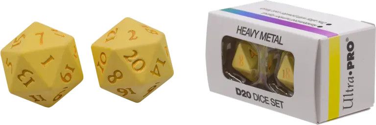 Ultra Pro D20 Vivid Heavy Metal 2 Dice Set - Yellow