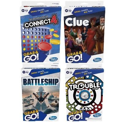Grab &amp; Go Classic Games - Battleship, Connect 4, Trouble, Clue