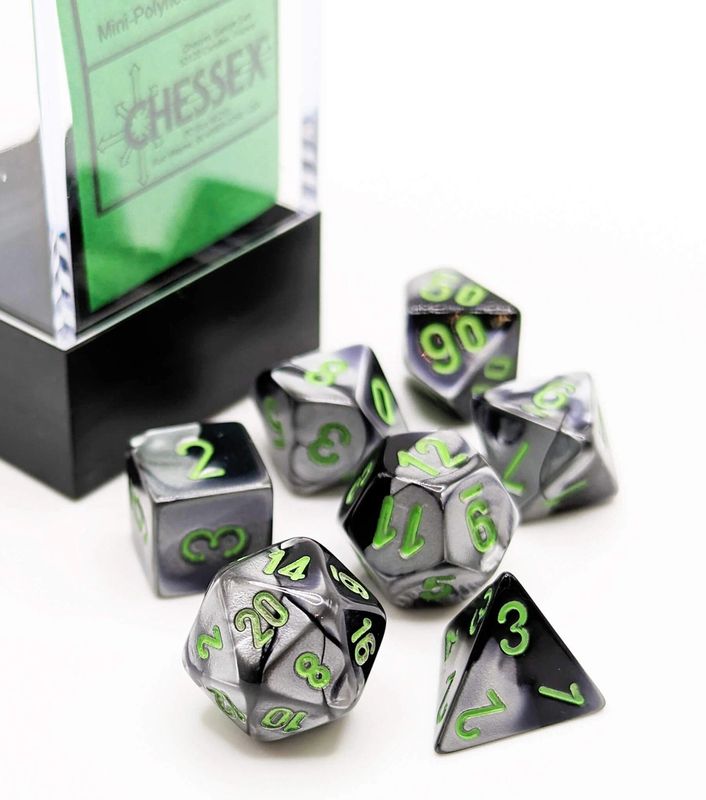 Chessex 7ct Dice Set -  Black/Grey/Green