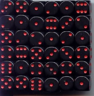 Chessex 36ct D6 Set - Black/Red