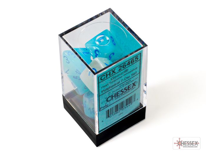 Chessex 7ct Dice Set - Turquoise/ White/ Blue