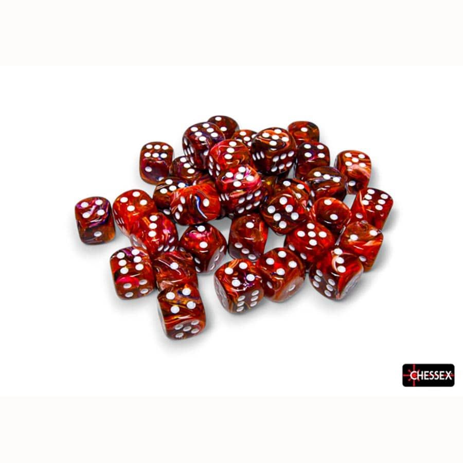 Chessex 36ct D6 Set - FESTIVE SYMPHONY WITH WHITE