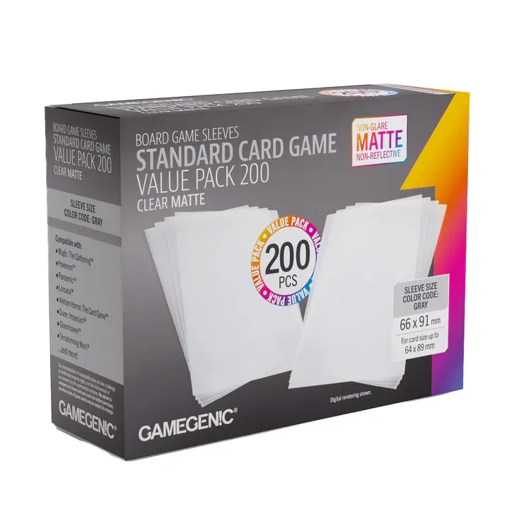 Gamegenic Matte Sleeves Standard Card Game-Size Value Pack 200ct